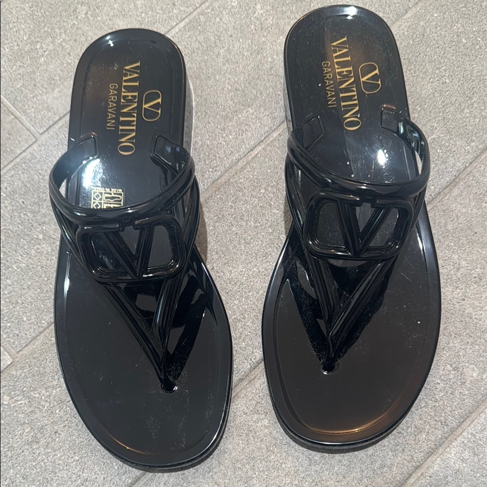 Valentino Garavani Glossy Black Sandals